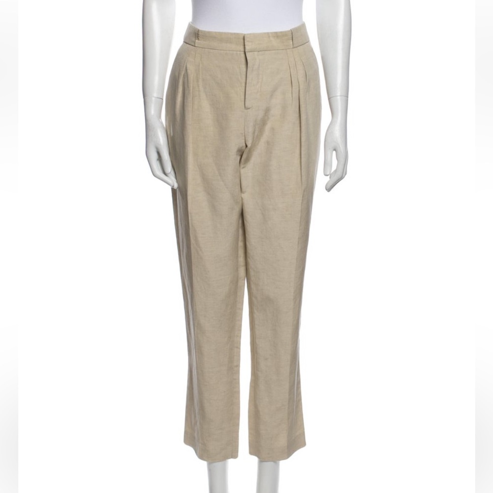 Theyskens Theory sand beige silk linen blend ankle length pants